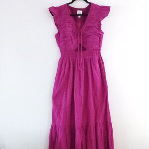 LOFT Beach fuschia pink purple cotton maxi dress